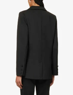 GOOD AMERICAN 2.0 Scuba Double-breasted Regular-fit Stretch-woven Blazer -Women Clothing Store R04166620 BLACK001 ALT04