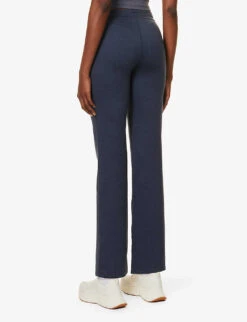 Vuori Halo Drawstring-waist Flared High-rise Stretch-recycled Polyester Trousers -Women Clothing Store R04167658 AZUREHEATHER ALT03