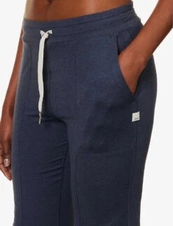 Vuori Halo Drawstring-waist Flared High-rise Stretch-recycled Polyester Trousers -Women Clothing Store R04167658 AZUREHEATHER ALT04