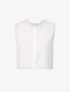 Yoko Round-neck Regular-fit Cotton-poplin Top