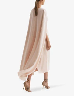 Reiss Kate Cape-sleeve Woven Midi Dress -Women Clothing Store R04169019 NUDE ALT03