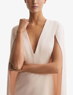 Reiss Kate Cape-sleeve Woven Midi Dress -Women Clothing Store R04169019 NUDE ALT04