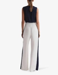Reiss Ivy Striped Wide-leg Woven Jumpsuit 8 Reiss Ivy Striped Wide-leg Woven Jumpsuit -Women Clothing Store R04169115 NAVYWHITE ALT03