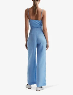 Reiss Emily Wide-leg Linen Jumpsuit -Women Clothing Store R04169130 BLUE ALT02