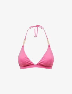 Reiss Ripley Triangle-shape Chain-embellished Stretch-woven Bikini Top