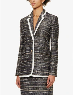 Valentino Single-breasted Notch-lapel Woven Jacket -Women Clothing Store R04169649 NAVYGOLDAVORIO ALT02