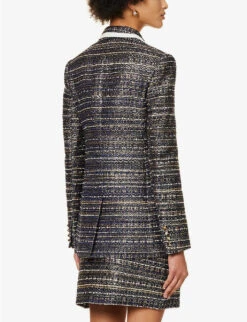 Valentino Single-breasted Notch-lapel Woven Jacket -Women Clothing Store R04169649 NAVYGOLDAVORIO ALT03