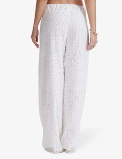 Frankie Broderie-pattern Straight-leg Mid-rise Cotton Trousers -Women Clothing Store R04173004 WHITEBRODERIE ALT03