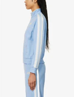 Sporty & Rich X Prince Contrast-stripe Cotton-blend Sweatshirt -Women Clothing Store R04173080 BLUEWHITE ALT02