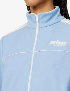 Sporty & Rich X Prince Contrast-stripe Cotton-blend Sweatshirt -Women Clothing Store R04173080 BLUEWHITE ALT04