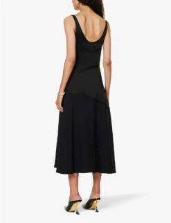 Jil Sander Contrast-panel Scoop-neck Woven Midi Dress -Women Clothing Store R04173114 1 ALT03