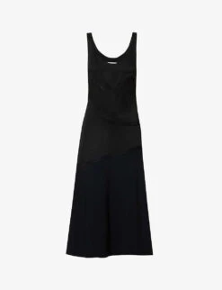 Jil Sander Contrast-panel Scoop-neck Woven Midi Dress