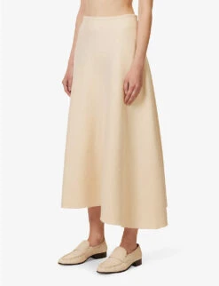 Jil Sander Asymmetric Mid-rise Wool-blend Midi Skirt -Women Clothing Store R04173136 109 ALT02
