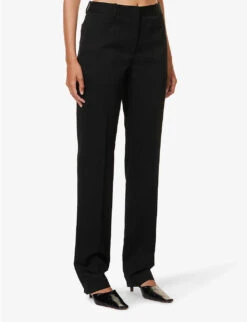 Jil Sander Structured-waist Pressed-crease Straight-leg High-rise Wool Trousers -Women Clothing Store R04173139 1 ALT02