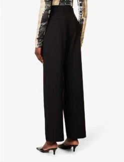 Camellia Straight-leg Mid-rise Stretch-woven Trousers -Women Clothing Store R04174448 BLACK ALT03