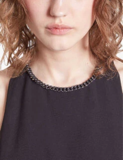 THE KOOPLES Chain-embellished Halter-neck Stretch-woven Jumpsuit -Women Clothing Store R04174574 BLACK ALT04