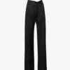 Fluid Cut-out High-rise Straight-leg Wool-blend Trousers