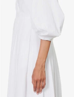 Brittany Wrapped Cotton Midi Dress -Women Clothing Store R04174884 OPTICWHITE ALT04