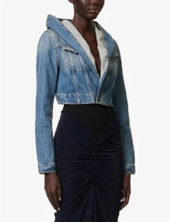 Hooded Cropped Denim Jacket -Women Clothing Store R04179392 BLEUVINTAGE ALT02
