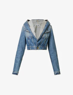 Hooded Cropped Denim Jacket