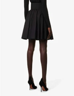 Belted High-rise Cotton Mini Skirt -Women Clothing Store R04179410 NOIR ALT03