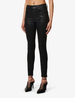 GOOD AMERICAN Good Legs Tapered-leg Mid-rise Organic Stretch-denim Jeans -Women Clothing Store R04180514 BLACK001 ALT02