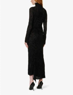 Victoria Beckham Cut-out Asymmetric-hem Stretch-woven Midi Dress -Women Clothing Store R04180539 BLACK ALT03