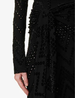 Victoria Beckham Cut-out Asymmetric-hem Stretch-woven Midi Dress -Women Clothing Store R04180539 BLACK ALT04