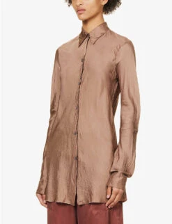 Dries Van Noten Textured Slim-fit Woven Shirt -Women Clothing Store R04180718 OLDROSE ALT02