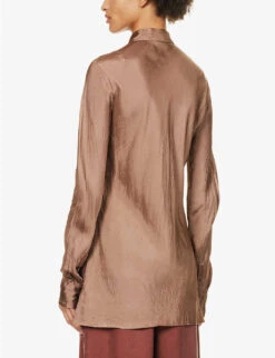 Dries Van Noten Textured Slim-fit Woven Shirt -Women Clothing Store R04180718 OLDROSE ALT03