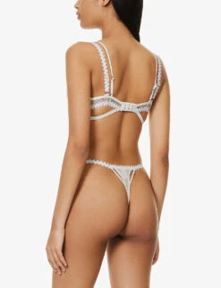 Azalea Floral-embroidered Lace Plunge Bra 6 Azalea Floral-embroidered Lace Plunge Bra -Women Clothing Store R04180892 WHITE ALT02