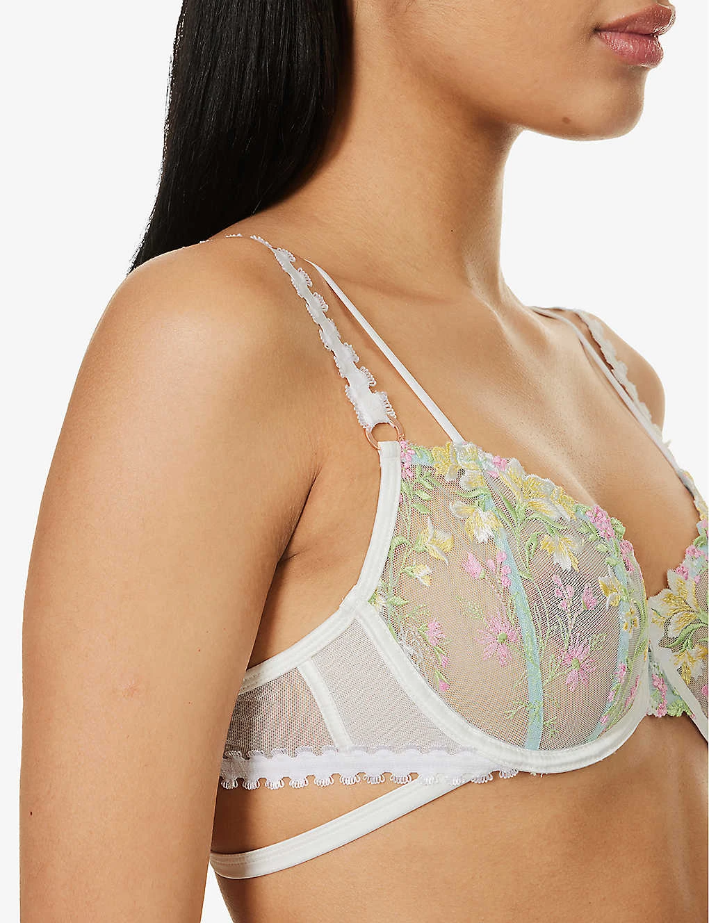 Azalea Floral-embroidered Lace Plunge Bra 4 Azalea Floral-embroidered Lace Plunge Bra - Image 4