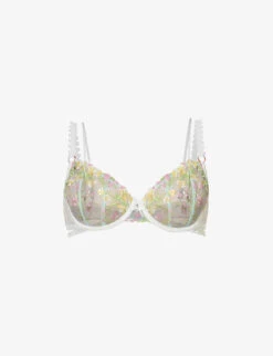 Azalea Floral-embroidered Lace Plunge Bra