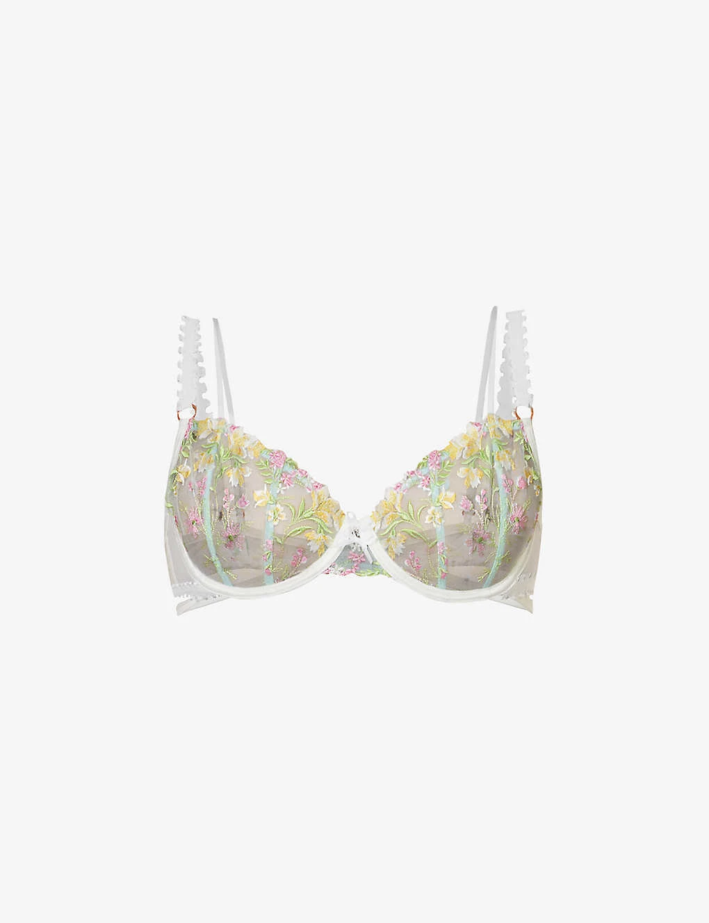 Azalea Floral-embroidered Lace Plunge Bra 1 Azalea Floral-embroidered Lace Plunge Bra