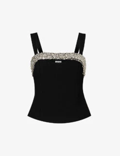 Angelita Embellished-neckline Woven Top