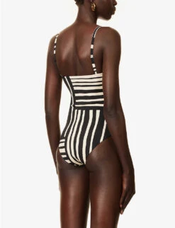 Linocut Bead-embellished Graphic-print Swimsuit -Women Clothing Store R04181999 LIGNE ALT03