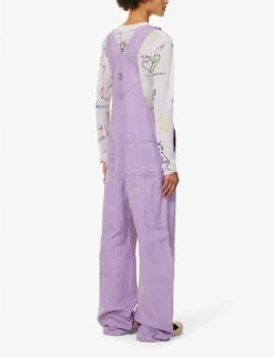 Acne Studios Palmon Logo-patch Cotton-canvas Dungarees -Women Clothing Store R04185139 SMOKYPURPLE ALT03