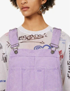 Acne Studios Palmon Logo-patch Cotton-canvas Dungarees -Women Clothing Store R04185139 SMOKYPURPLE ALT04
