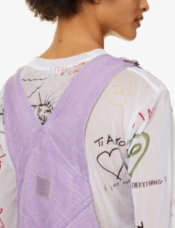 Acne Studios Palmon Logo-patch Cotton-canvas Dungarees -Women Clothing Store R04185139 SMOKYPURPLE ALT05