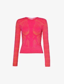 Laser-Cut Body-pattern Stretch-woven Top