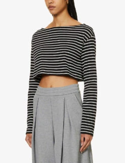 Tilla Striped Boat-neck Cotton-jersey Top 7 Tilla Striped Boat-neck Cotton-jersey Top -Women Clothing Store R04186451 WHITESTRIPE ALT02