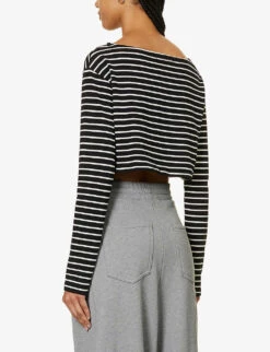 Tilla Striped Boat-neck Cotton-jersey Top 8 Tilla Striped Boat-neck Cotton-jersey Top -Women Clothing Store R04186451 WHITESTRIPE ALT03