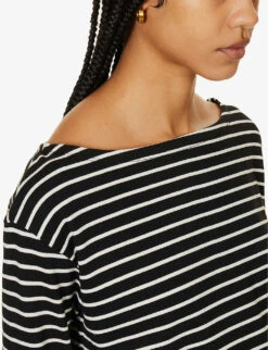 Tilla Striped Boat-neck Cotton-jersey Top 9 Tilla Striped Boat-neck Cotton-jersey Top -Women Clothing Store R04186451 WHITESTRIPE ALT04