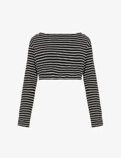 Tilla Striped Boat-neck Cotton-jersey Top