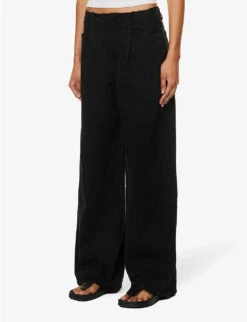 Taylor Pleated Wide-leg Relaxed-fit Denim Jeans -Women Clothing Store R04186799 SHADOWRIDGE ALT02