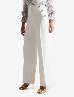 Ted Baker Llaylat Wide-leg Button-detail Twill Trousers -Women Clothing Store R04186856 WHITE ALT02