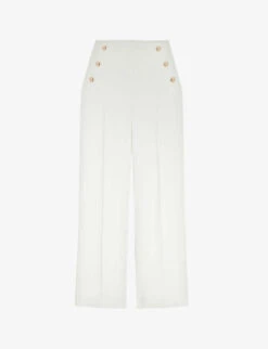 Ted Baker Llaylat Wide-leg Button-detail Twill Trousers