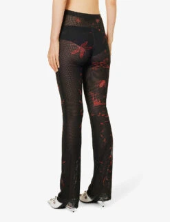 Graphic-print Flared-leg Mid-rise Stretch-recycled Polyester Trousers 8 Graphic-print Flared-leg Mid-rise Stretch-recycled Polyester Trousers -Women Clothing Store R04187991 SKRIBBLRED ALT03