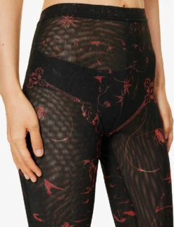 Graphic-print Flared-leg Mid-rise Stretch-recycled Polyester Trousers 9 Graphic-print Flared-leg Mid-rise Stretch-recycled Polyester Trousers -Women Clothing Store R04187991 SKRIBBLRED ALT04