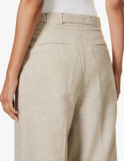 Belted Straight-leg Mid-rise Linen And Organic Cotton-blend Trousers -Women Clothing Store R04188195 GREIGECOMB ALT04